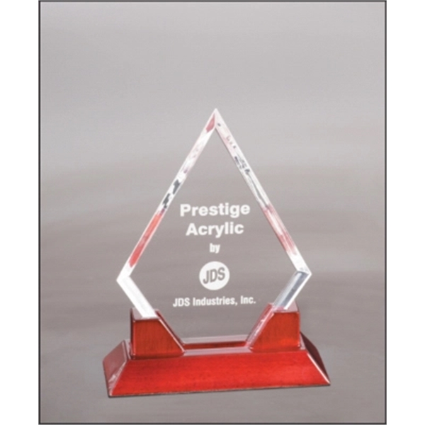 6.5" x 8.5" x 2.625" acrylic award with rosewood base in... from ASI 92531 Unique Custom Products / UCP