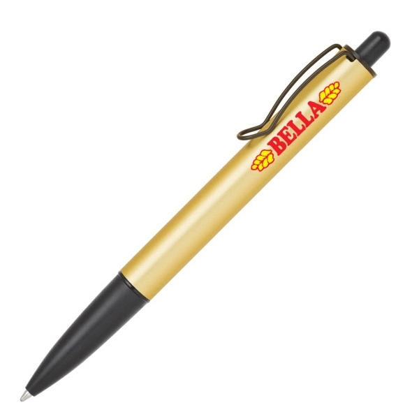 Brass click action ballpoint pen with matte metallic colored barrel and... from ASI 40544 Binaco / Binaline