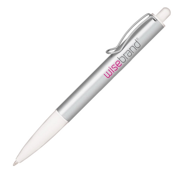 Aluminum click action ballpoint pen with matte metallic colored barrel and... from ASI 40544 Binaco / Binaline