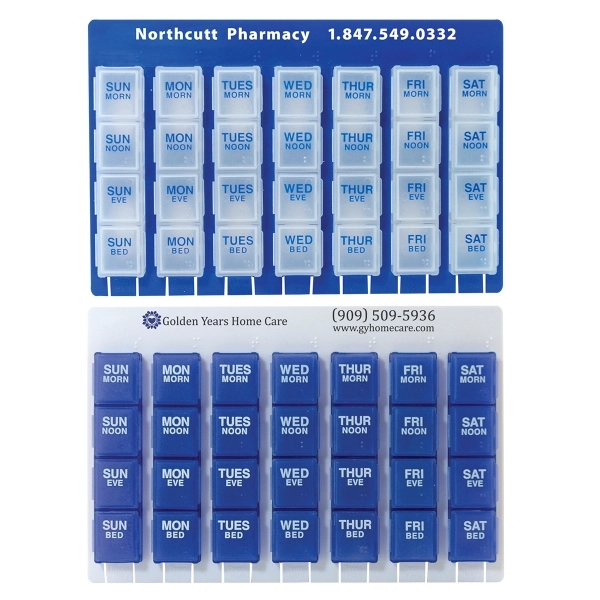 28 slot pill box with 4 snap-in compartments for each day... from ASI 62190 Illini
