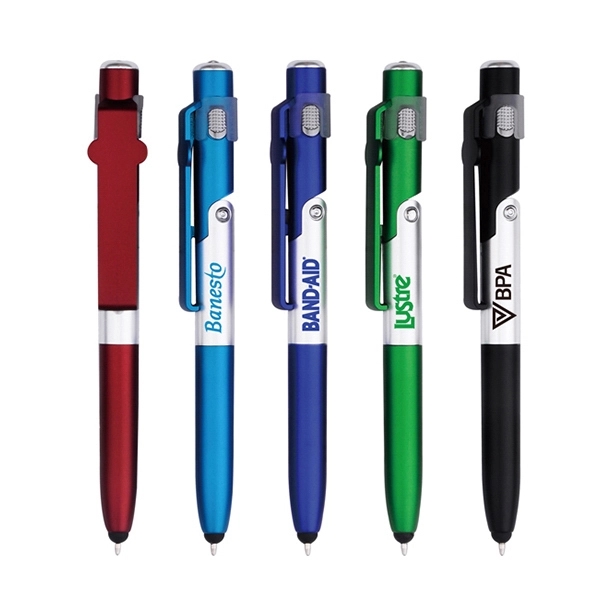 Unique 4 in 1 design combo-pen has all the functions you... from ASI 74741 NVS Promo Designs, Inc. / NVS Promo