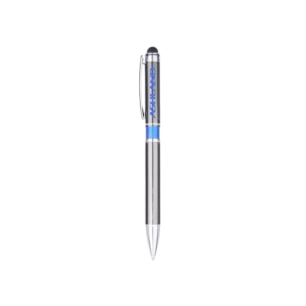 Gleaming silver finish gives an elegant shine to this professional pen... from ASI 74741 NVS Promo Designs, Inc. / NVS Promo