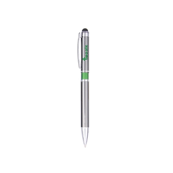 Gleaming silver finish gives an elegant shine to this professional pen... from ASI 74741 NVS Promo Designs, Inc. / NVS Promo
