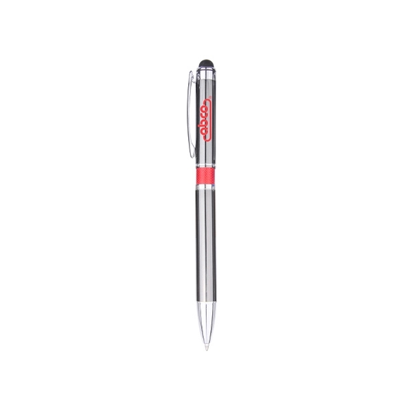 Gleaming silver finish gives an elegant shine to this professional pen... from ASI 74741 NVS Promo Designs, Inc. / NVS Promo