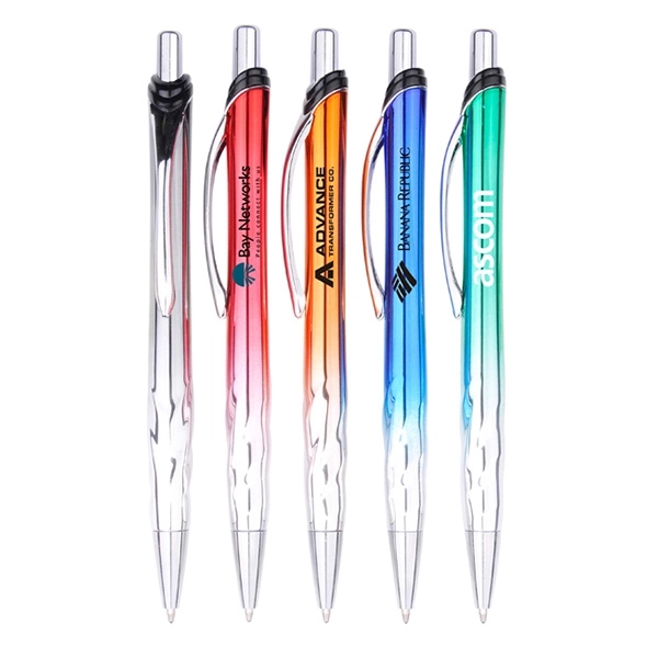 Two-toned retractable pen with contoured grip... from ASI 74741 NVS Promo Designs, Inc. / NVS Promo