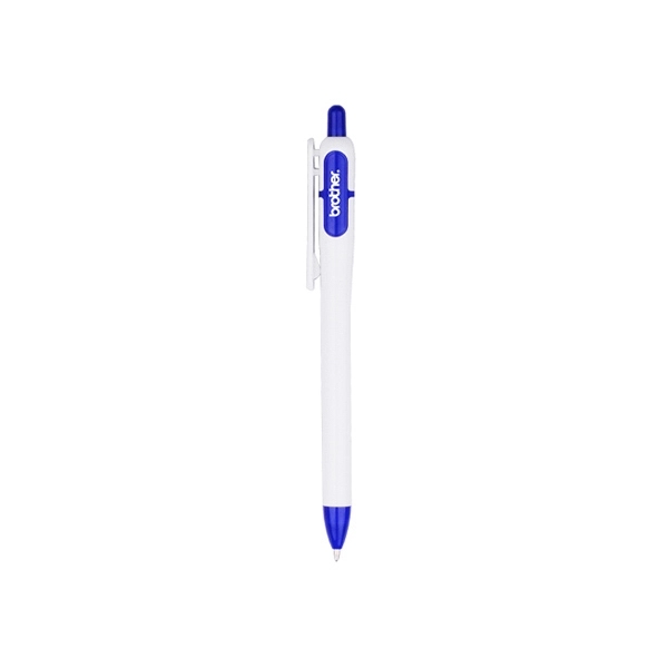 Classic white ballpoint with colored window bubble to accent your logo... from ASI 74741 NVS Promo Designs, Inc. / NVS Promo