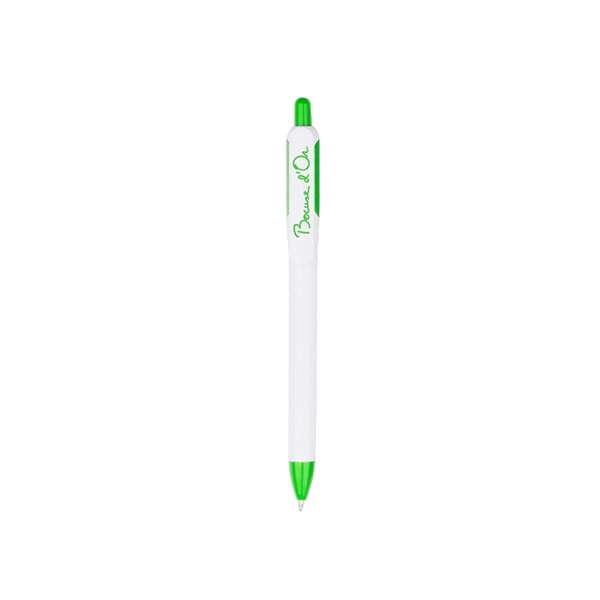 Classic white ballpoint with colored window bubble to accent your logo... from ASI 74741 NVS Promo Designs, Inc. / NVS Promo