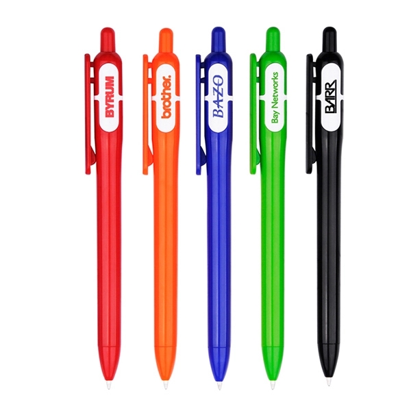 Colored ballpoint with white window bubble to accent your logo... from ASI 74741 NVS Promo Designs, Inc. / NVS Promo