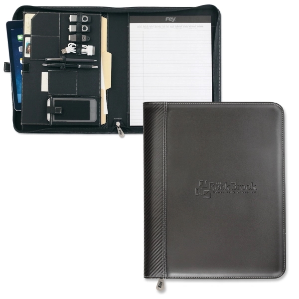Carbon fiber zippered TechFolio measuring 13.5"H x 10.48"W x 1.25"D. with... from ASI 54040 Fey Promo