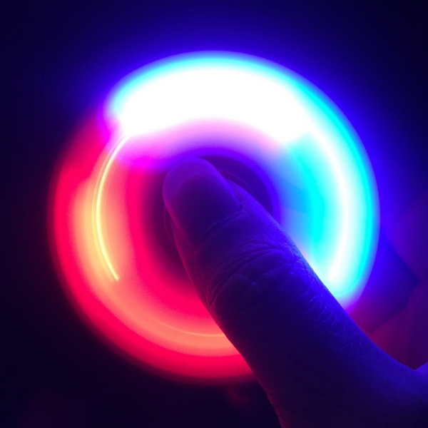 LED Fidget Hand Spinner/finger flyer; 2 3/4" x 2 3/4".... from ASI 62146 ZZ OLD/Drop - Idea Master Inc