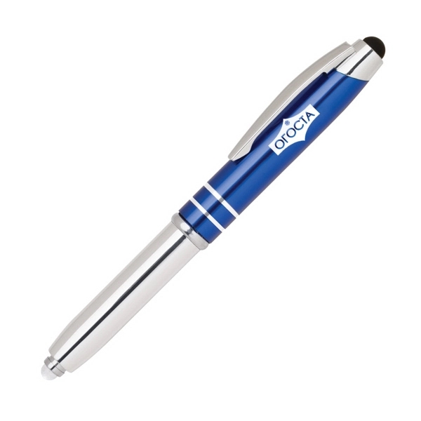 Cap off aluminum ballpoint pen with stylus and L.E.D. flashlight.... from ASI 40544 Binaco / Binaline