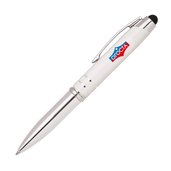 Cap off aluminum ballpoint pen with stylus and L.E.D. flashlight.... from ASI 40544 Binaco / Binaline