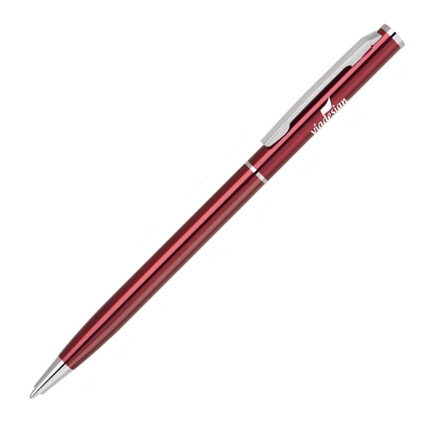 Twist action stainless steel pen with translucent colored finish and silver... from ASI 40544 Binaco / Binaline