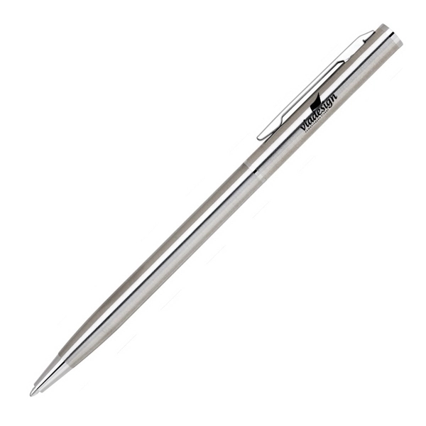 Twist action stainless steel pen with translucent colored finish and silver... from ASI 40544 Binaco / Binaline