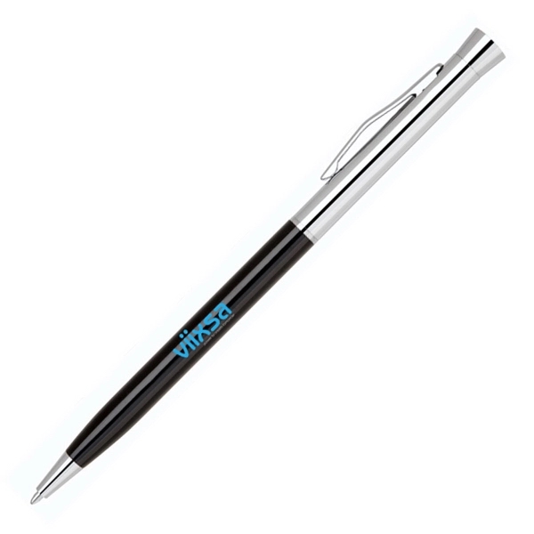 Twist action metal ballpoint pen with colored barrel and chrome cap.... from ASI 40544 Binaco / Binaline