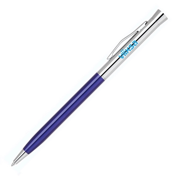 Twist action metal ballpoint pen with colored barrel and chrome cap.... from ASI 40544 Binaco / Binaline