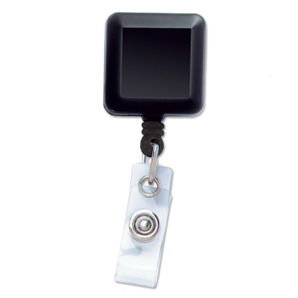 Square plastic custom badge reels come with a spring-type belt clip... from ASI 79898 Promovision / PROMOVISION
