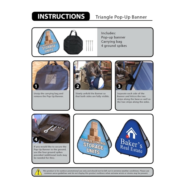 47.25" x 47.25" Triangle Pop-Up Banner... from ASI 80228 Quinn