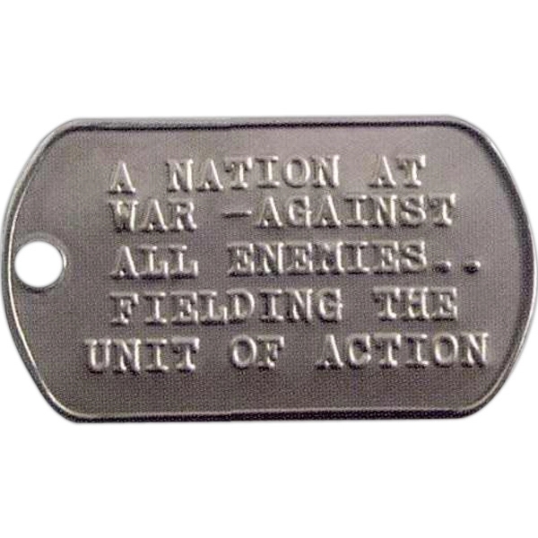 Stainless steel embossed text military style dog tag with 24" chain.... from ASI 69240 MasterCast LTD / Amcraft
