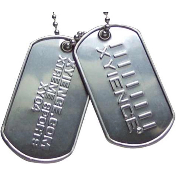 Embossed, stainless steel military style dog tags. 0.020" thickness. Includes 24"... from ASI 69240 MasterCast LTD / Amcraft