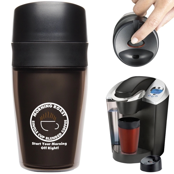 9.5 oz. travel tumbler with double wall construction; fits Keurig, Tassimo... from ASI 62190 Illini