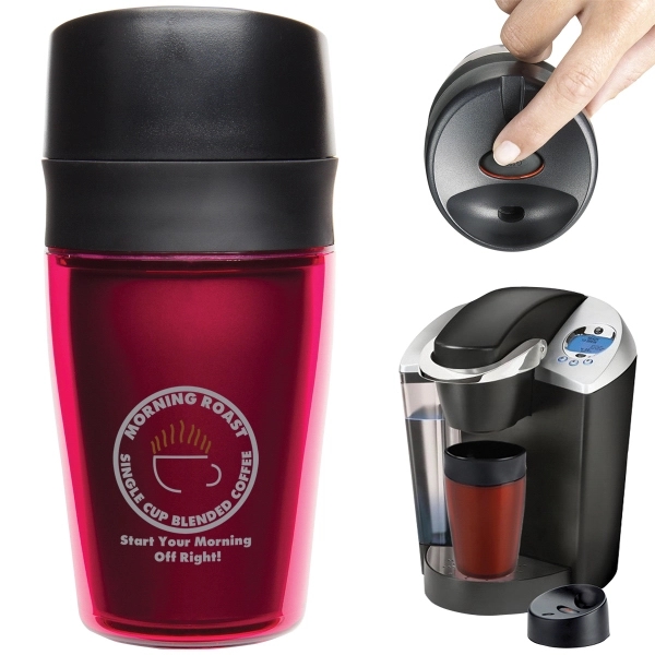 9.5 oz. travel tumbler with double wall construction; fits Keurig, Tassimo... from ASI 62190 Illini