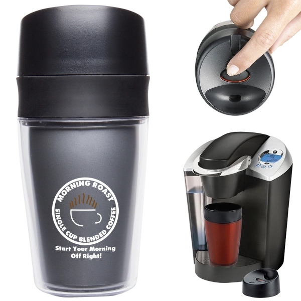 9.5 oz. travel tumbler with double wall construction; fits Keurig, Tassimo... from ASI 62190 Illini