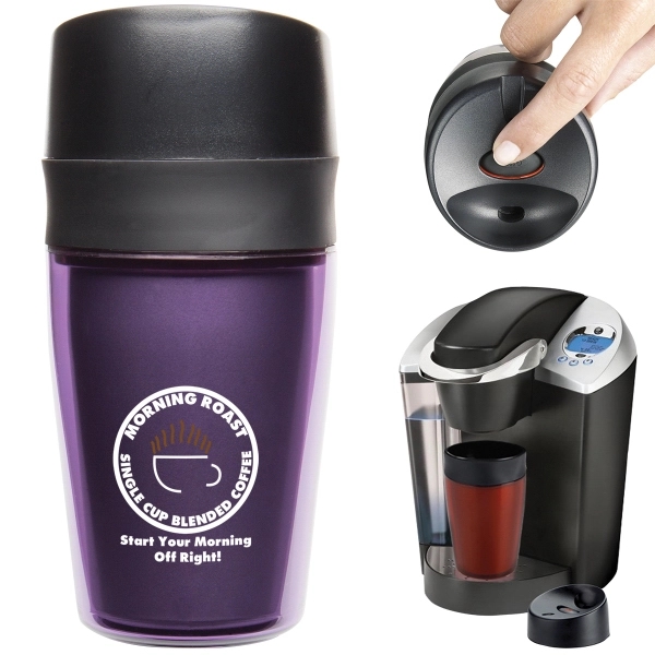 9.5 oz. travel tumbler with double wall construction; fits Keurig, Tassimo... from ASI 62190 Illini