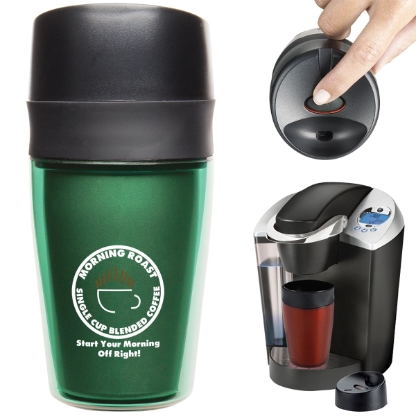 9.5 oz. travel tumbler with double wall construction; fits Keurig, Tassimo... from ASI 62190 Illini