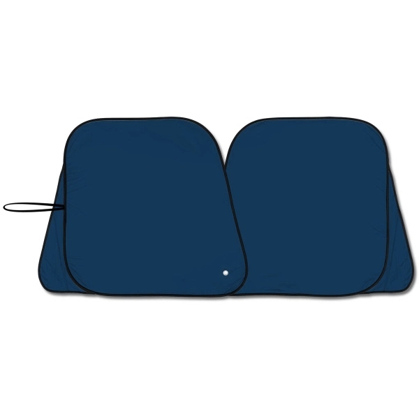 Deep blue collapsible fabric sunshade with easy fold pivot system.... from ASI 37586 Auto-Sun-shade/Intertek