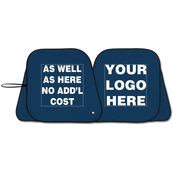 Deep blue collapsible fabric sunshade with easy fold pivot system.... from ASI 37586 Auto-Sun-shade/Intertek