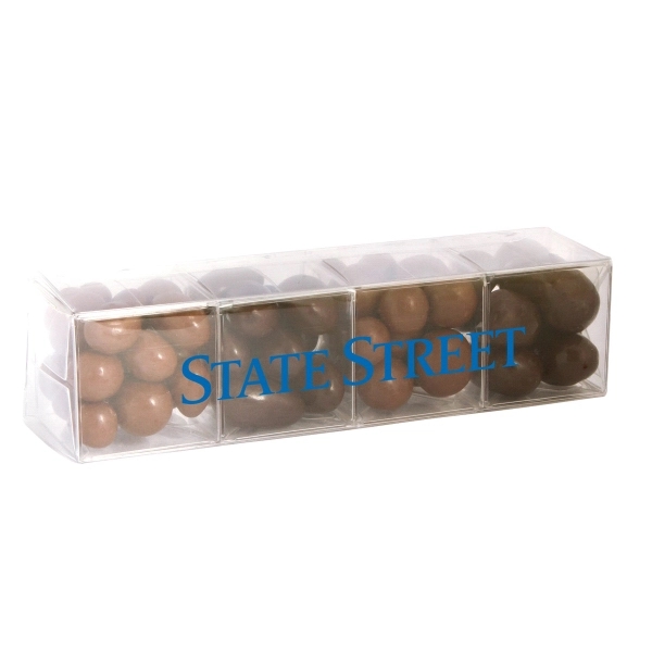 4 clear acetate cubes filled with chocolate covered treats - almonds,... from ASI 44900 NC Custom (CI/Lanco) / Lanco