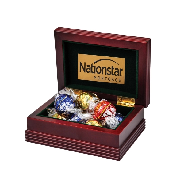 Deluxe small wooden box with a mahogany finish, silver or gold... from ASI 44900 NC Custom (CI/Lanco) / Lanco