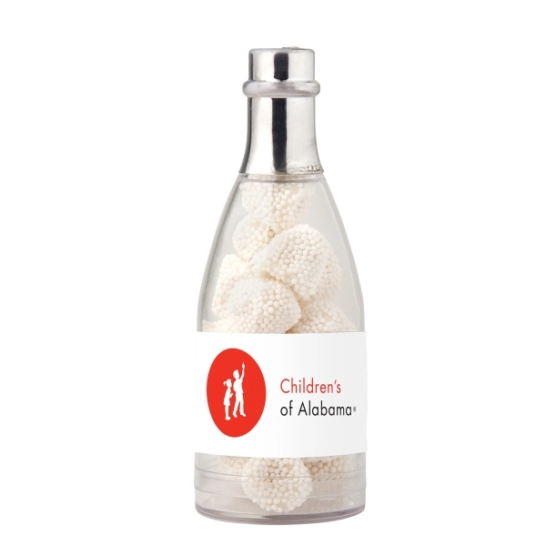 Clear champagne bottle with silver lid and filled with 1.25 oz.... from ASI 44900 NC Custom (CI/Lanco)