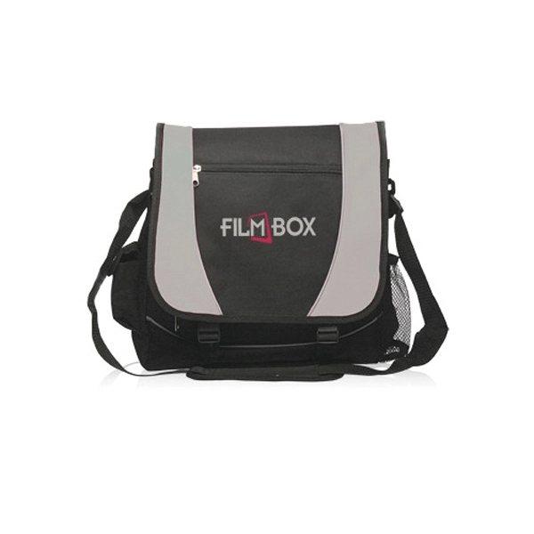 Polyester messenger-laptop bag with adjustable, padded shoulder strap, two side pockets,... from ASI 39552 BEL Promo