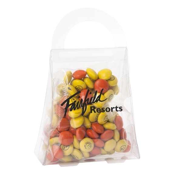 Purse acetate box filled with 3.65 oz. of imprinted chocolate buttons.... from ASI 44900 NC Custom (CI/Lanco) / Chocolate Inn