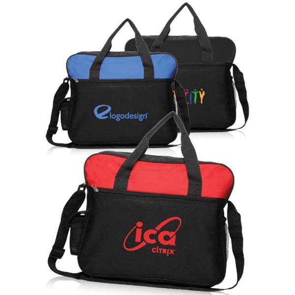 Laptop-messenger bag with a front zippered compartment, mesh side pocket, cell... from ASI 39552 BEL Promo