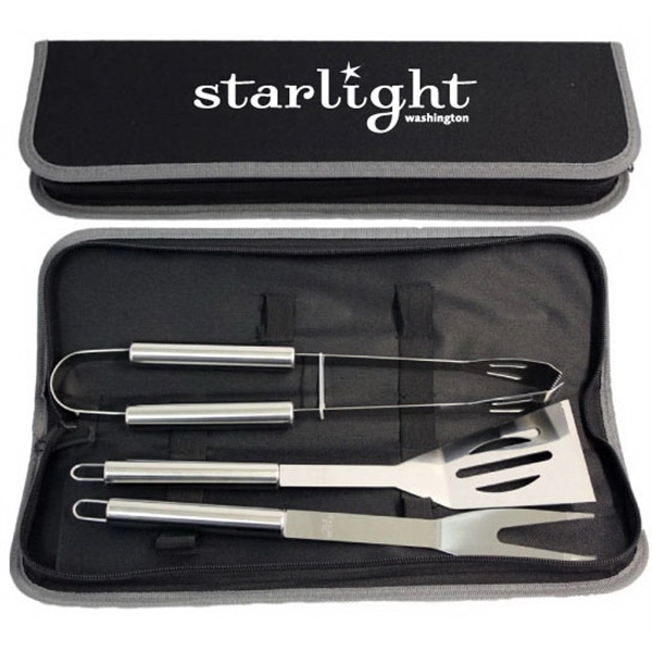 3 stainless steel BBQ tools in a black color polyester zip... from ASI 36988 Artek USA Inc / Artek™