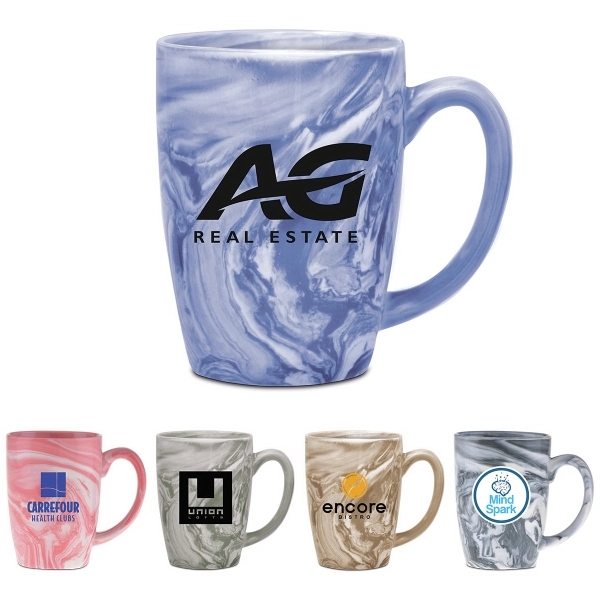 16 oz. ceramic mug with marbleized design and easy grip handle.... from ASI 71920 Moderne Glass Company Inc / Glass America®