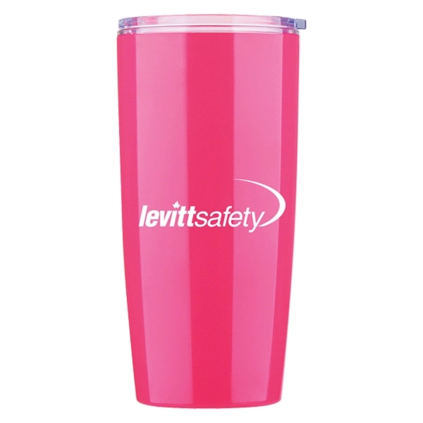 Colorful double wall tumbler with transparent lid.... from ASI 42920 Busrel Inc