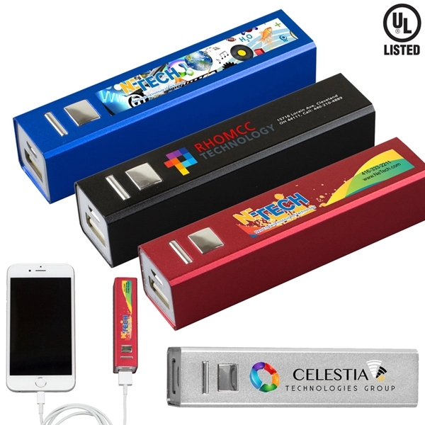 3 11/16" x 13/16" aluminum 2200mAh Powerbank and USB cable. Lithium... from ASI 62660 Innovation Line