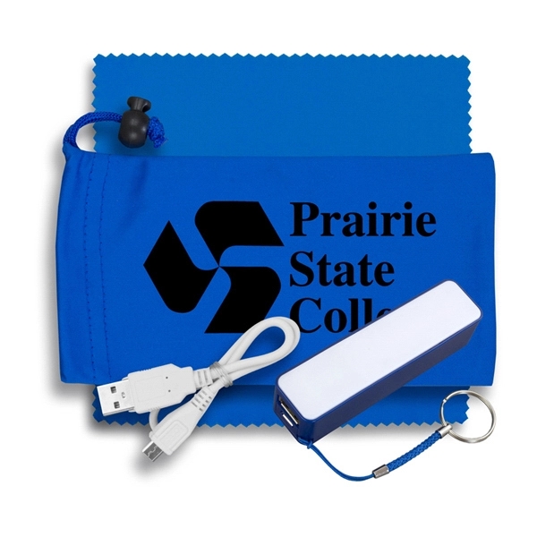 2200mAh Powerbank and 6"microfiber cleaning cloth in 3 1/2" x 7"... from ASI 62660 Innovation Line