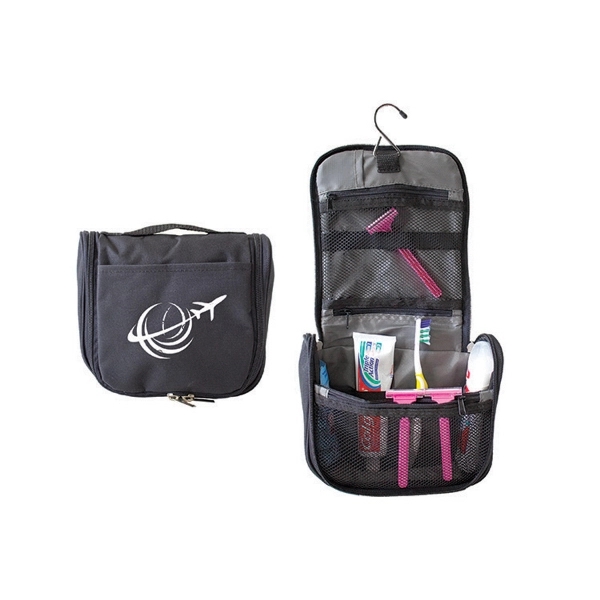8.5" x 7" x 4" polyester toiletry case with fold out... from ASI 37980 Bagworld