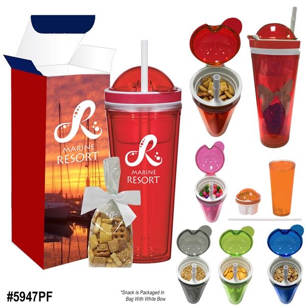 16 Oz. Snack Attack Tumbler. AS Material.  Screw On, Spill-Resistant... from ASI 61125 Hit Promotional Products / Hit (R)