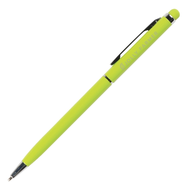 Slim aluminum twist-action pen and stylus with anodized finish.... from ASI 42920 Busrel Inc