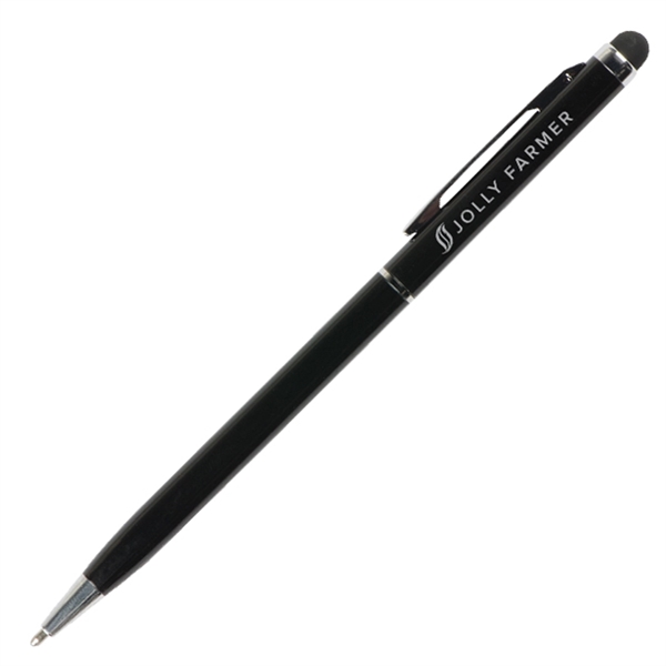 Slim aluminum twist-action pen and stylus with anodized finish.... from ASI 42920 Busrel Inc