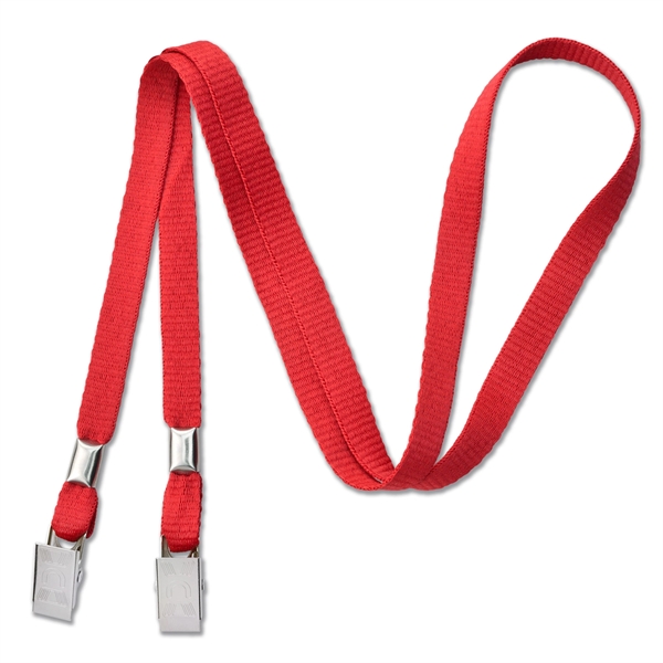 Open-ended, blank event-style lanyards feature two bulldog clips to keep ID... from ASI 79898 Promovision / PROMOVISION