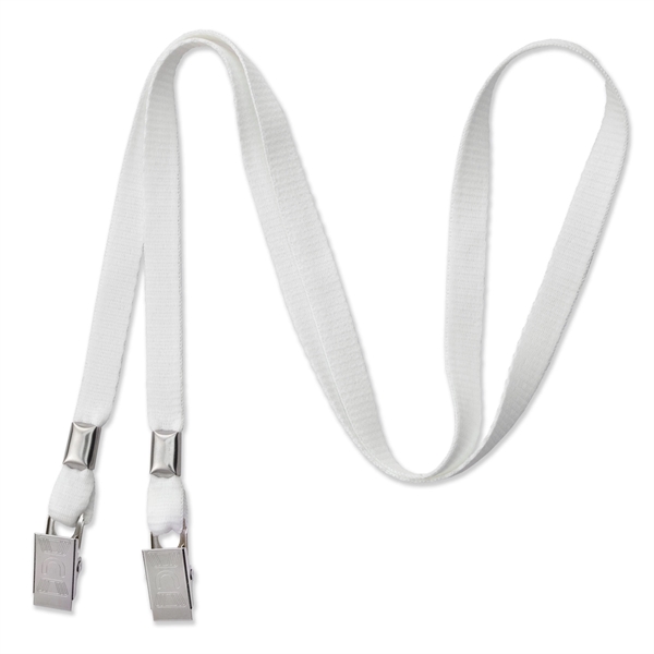Open-ended, blank event-style lanyards feature two bulldog clips to keep ID... from ASI 79898 Promovision / PROMOVISION