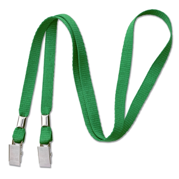 Open-ended, blank event-style lanyards feature two bulldog clips to keep ID... from ASI 79898 Promovision / PROMOVISION