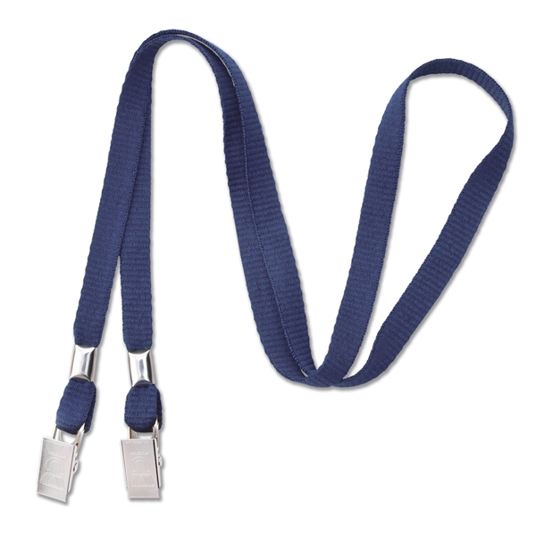 Open-ended, blank event-style lanyards feature two bulldog clips to keep ID... from ASI 79898 Promovision / PROMOVISION